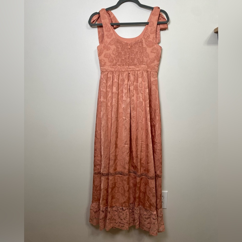 NWT Gimmicks x Rustic Bones Floral Jacquard Maxi Dress Coral sz Small - Picture 6 of 13